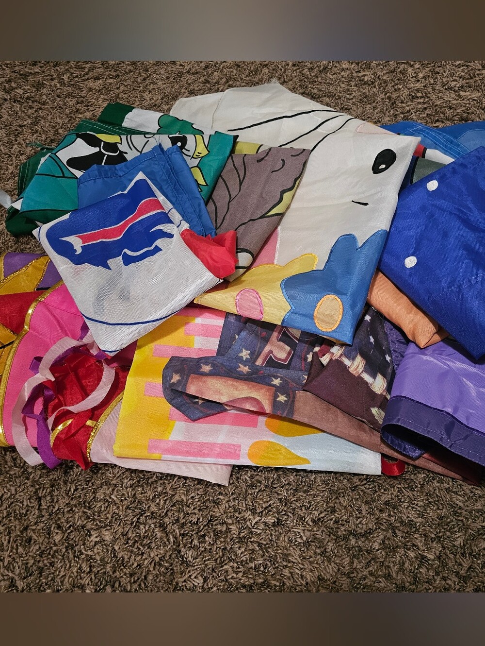 Vintage Holiday Flags Outdoor Lot Of 12